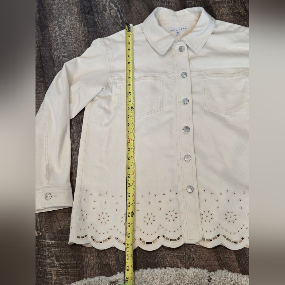 Loft Denim Eyelet Jacket, Size Medium - Picture 6 of 7